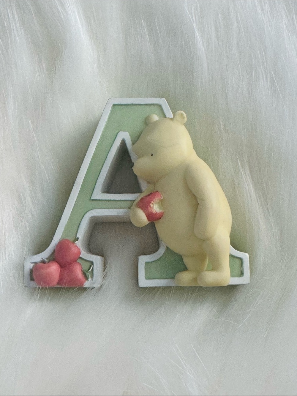 Disney Winnie the Pooh Green 'A' Letter Wall Accent with Pooh and Red Apples